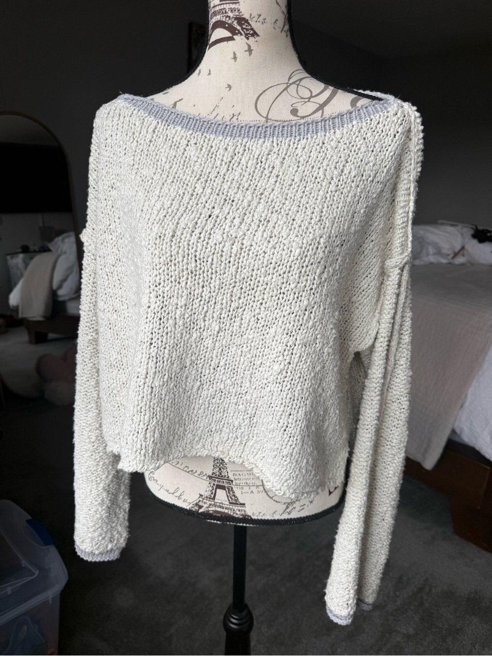 Free People Cream boat neck Lightweight Knit Sweater